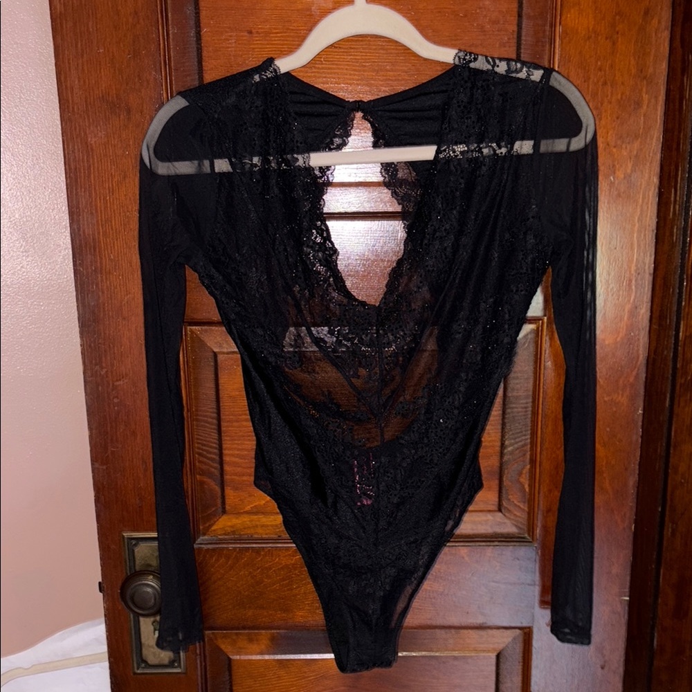 La SENZA Black Sheer Lace Bodysuit